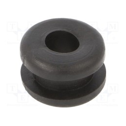 50 pcs : 633-02180 - Grommet, Ømount.hole: 10mm, Øhole: 6mm, PVC, black, -30÷60°C