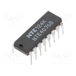 10 pcs : NTE4076B - IC: digital, 3-state,4bit,D flip-flop, Ch: 4, CMOS, THT, DIP16