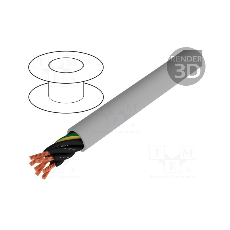 20 m : 10009 - Wire, JZ-500, 7G0.5mm2, unshielded, 300V,500V, Cu, stranded, grey