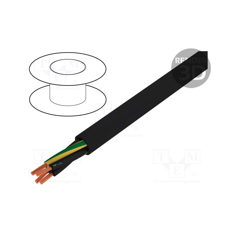 20 m : 10342 - Wire, JZ-500-BK, 4G0.5mm2, unshielded, 300V,500V, Cu, stranded