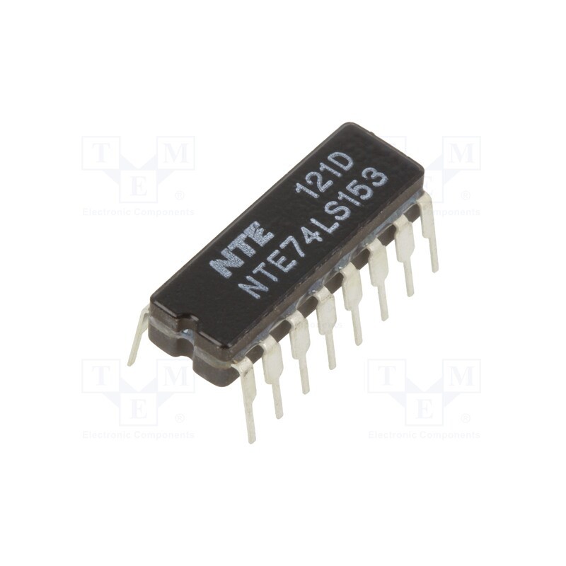 10 pcs : NTE74LS153 - IC: digital, 4 to 1 line,multiplexer,data selector, Ch: 2, DIP16