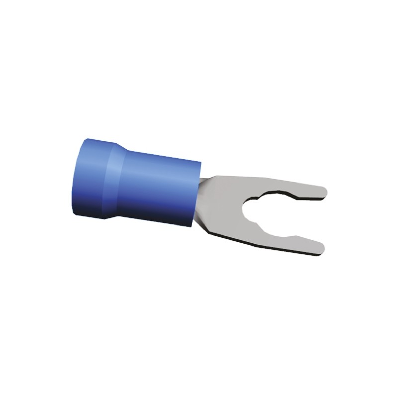 25 pcs - TE Connectivity, PLASTI-GRIP Insulated Crimp Spade Connector, 1mm² to 2.6mm², 16AWG to 14AWG, M4 Stud Size Vinyl, Blu