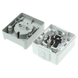 1 pcs - Siemens Grey 1 Gang Plug Socket, 16A, Type F - German Schuko, Outdoor Use