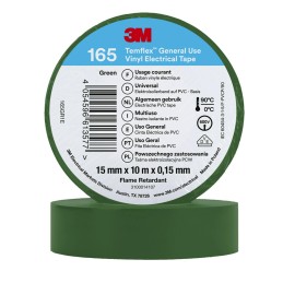 10 pcs - 3M 165 green 15mm x 10m 3M Temflex Green Vinyl Electrical Tape, 15mm x 10m