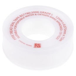 10 pcs - RS PRO White PTFE Tape, 12m x 12mm x 0.075mm
