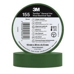 10 pcs - 3M 155 green 19mm x 20m 3M Temflex 155 Green Vinyl Electrical Tape, 19mm x 20m