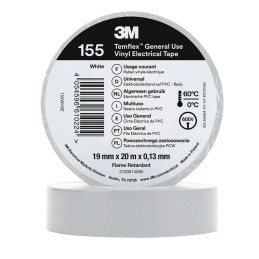 10 pcs - 3M 155 white 19mm x 20m 3M Temflex 155 White Vinyl Electrical Tape, 19mm x 20m