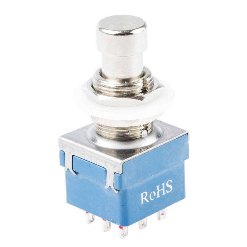 1 pcs - RS PRO Push Button Switch, Latching, PCB, 12.2mm Cutout, 3PDT