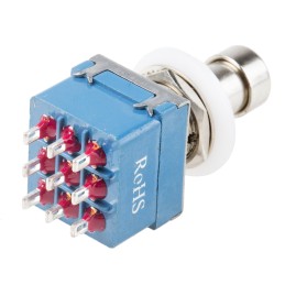 1 pcs - RS PRO Push Button Switch, Latching, PCB, 12.2mm Cutout, 3PDT