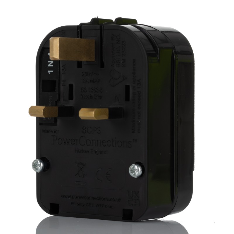 10 pcs - SCP3-B-13A PowerConnections Europe to UK Mains Connector Converter, Rated At 13A