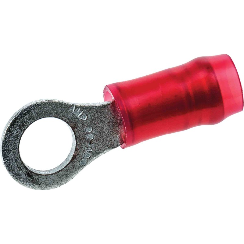 25 pcs - TE Connectivity, PIDG Insulated Ring Terminal, M4 (8) Stud Size, 0.3mm² to 1.4mm² Wire Size, Red