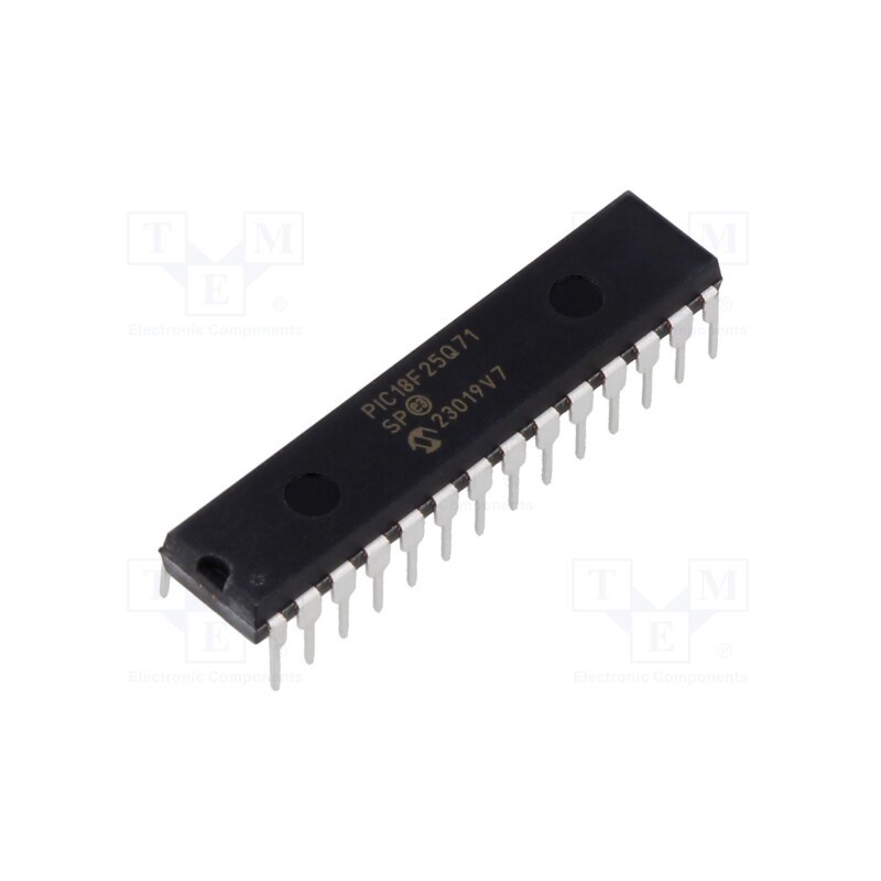 10 pcs : PIC18F25Q71-I/SP - IC: PIC microcontroller, 32kB, 64MHz, 1.8÷5.5VDC, THT, SPDIP28