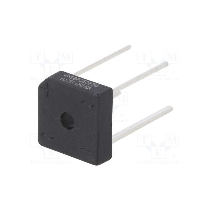 10 pcs : GBPC608-E4/51 - Bridge rectifier: single-phase, Urmax: 800V, If: 6A, Ifsm: 175A