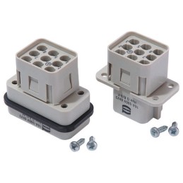 1 pcs - HARTING Heavy Duty Power Connector Insert, 16A, Female, Han Q Series, 9 Contacts