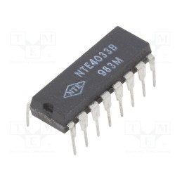 10 pcs : NTE4033B - IC: digital, divider,decade counter, CMOS, THT, DIP16, 3÷18VDC