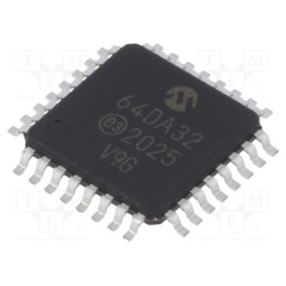 10 pcs : AVR64DA32-I/PT - IC: AVR microcontroller, TQFP32, 1.8÷5.5VDC, Cmp: 3, AVR64, AVR-DA