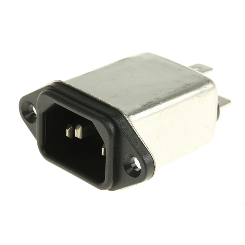 1 pcs - RS PRO 6A, 250 V ac Male Panel Mount IEC Filter , Faston None Fuse