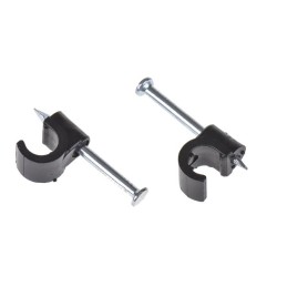 1 Bag of 250 - RS PRO Black PE Round Cable Clip, 6mm Max. Bundle