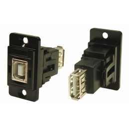 1 pcs - RS PRO Straight, Panel Mount, Socket to Socket Type B to A 2.0 USB Connector
