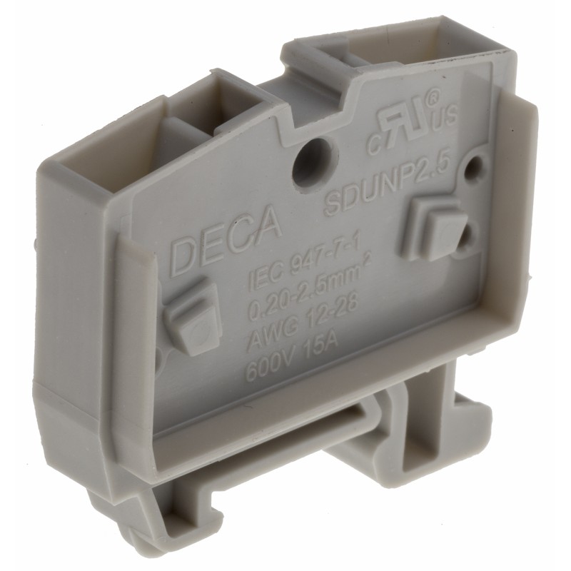 1 pcs - RS PRO Grey DIN Rail Terminal Block, 2.5mm², Spring Clamp Termination