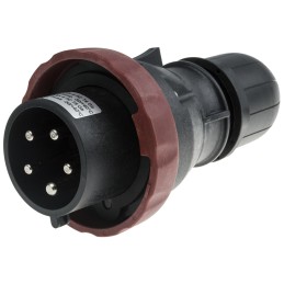 1 pcs - Scame IP66 Red Cable Mount 3P + N + E Power Connector Plug ATEX, IECEx, Rated At 32A, 346 - 415 V
