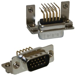 1 pcs - Norcomp SEAL-D 15 Way Right Angle Plug-In Mount D-sub Connector Plug, 2.286mm Pitch, with 4-40 Insert Boardlock &