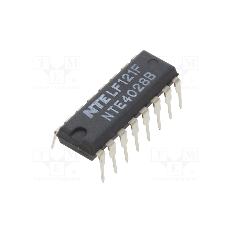 10 pcs : NTE4028B - IC: digital, BCD to decimal,decoder, CMOS, THT, DIP16, 3÷18VDC