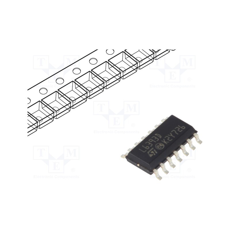 10 pcs : L6393D - IC: driver, push-pull, SO14, 290mA, 580V, Ch: 2, 800kHz, Usup: 10÷20V