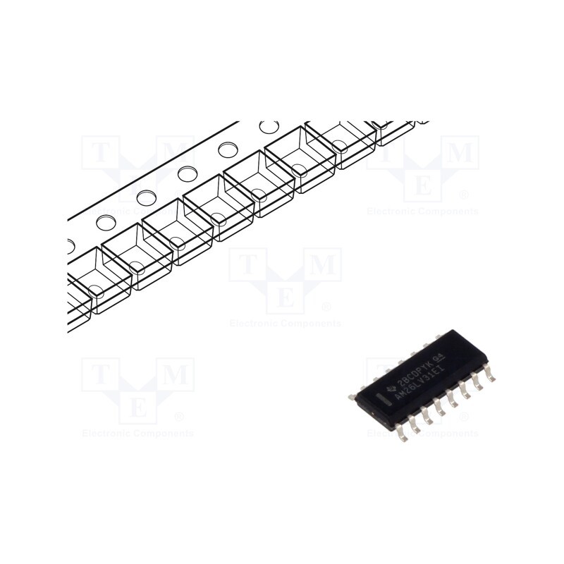 10 pcs : AM26LV31EIDR - IC: interface, line driver, half duplex,RS422, 32000kbps, SOIC16