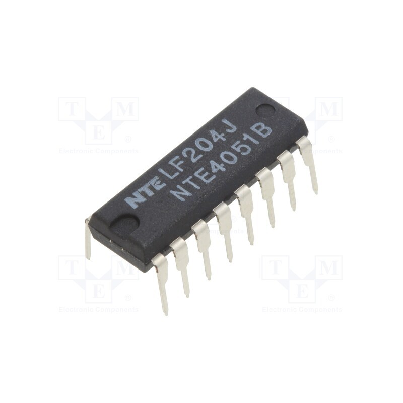 10 pcs : NTE4051B - IC: analog switch, demultiplexer,multiplexer, Ch: 8, DIP16, 600uA