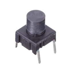 1 pcs - IP67 Black Flat Button Tactile Switch, SPST 50 mA 6.5 (Dia.)mm PCB