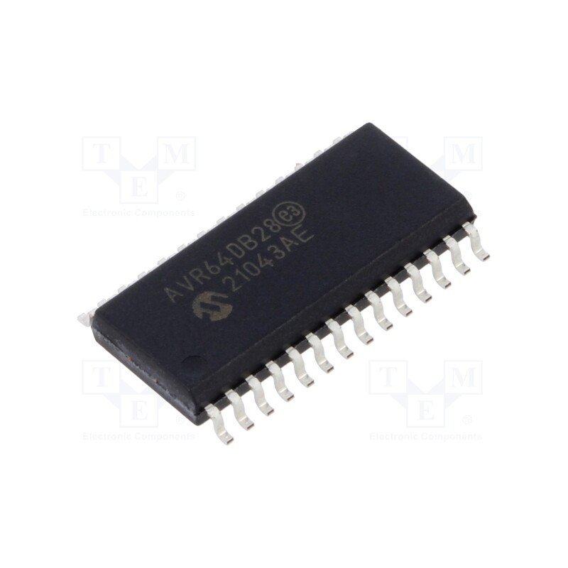 10 pcs : AVR64DB28-I/SO - IC: AVR microcontroller, SOIC28, Ext.inter: 22, Cmp: 3, AVR64