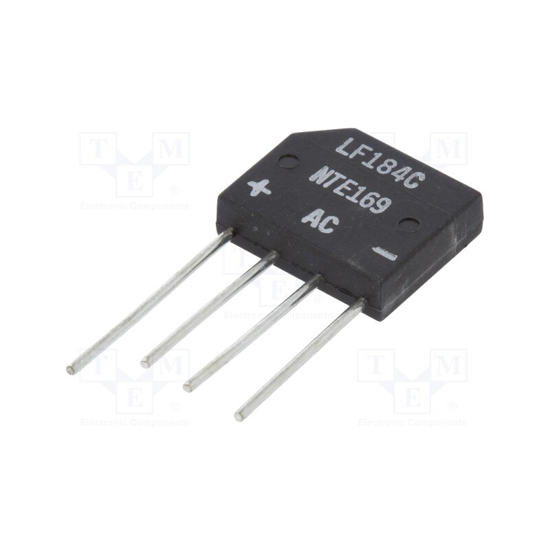 10 pcs : NTE169 - Bridge rectifier: single-phase, Urmax: 600V, If: 2A, Ifsm: 60A, flat