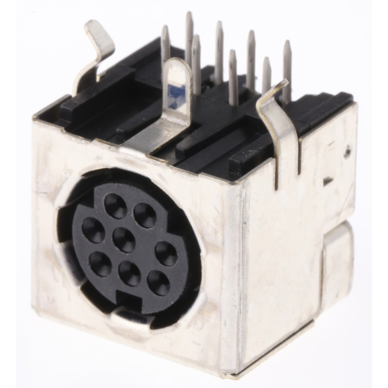 5 pcs - TE Connectivity 8 Pole Right Angle Miniature Din Socket, 1A, 30 V ac, Female, Through Hole
