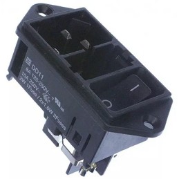 1 pcs - Schurter C14 Panel Mount IEC Connector Male, 10A, 250 V, Fuse Size 5 x 20mm