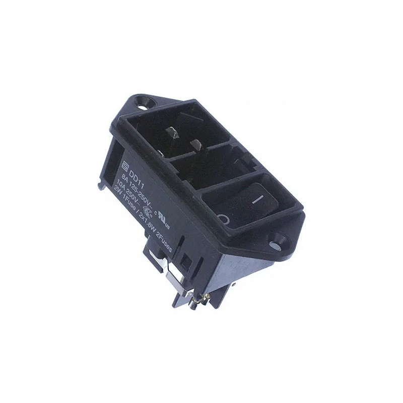 1 pcs - Schurter C14 Panel Mount IEC Connector Male, 10A, 250 V, Fuse Size 5 x 20mm