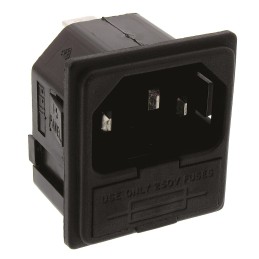 1 pcs - Bulgin C14 Snap-In IEC Connector Male, 10A, 250 V, Fuse Size 5 x 20mm