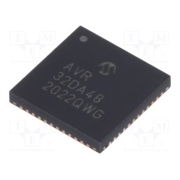 10 pcs : AVR32DA48-I/6LX - IC: AVR microcontroller, VQFN48, 1.8÷5.5VDC, Cmp: 3, AVR32, AVR-DA