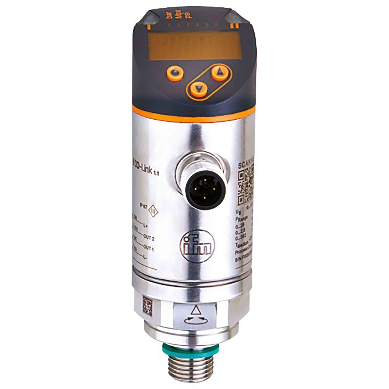 1 pcs - ifm electronic Pressure Sensor, -1bar Min, 1bar Max, Analogue + PNP-NO/NC Programmable Output, Relative Reading