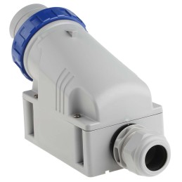 1 pcs - Scame IP67 Blue Wall Mount 2P + E Industrial Power Plug, Rated At 64A, 230 V