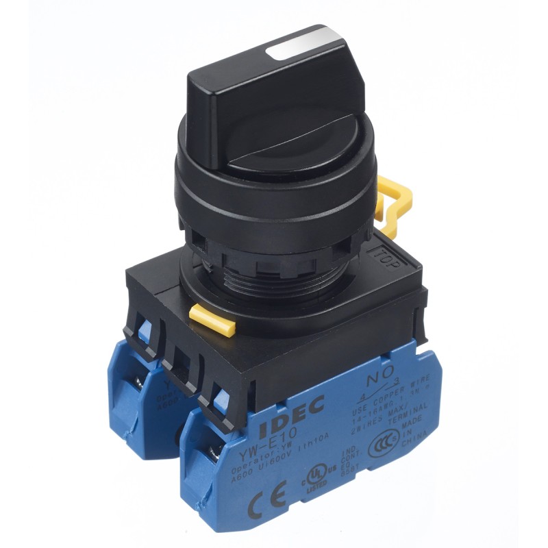 1 pcs - Idec Spring Return Selector Switch - (DPST) 22mm Cutout Diameter, Illuminated 3 Positions