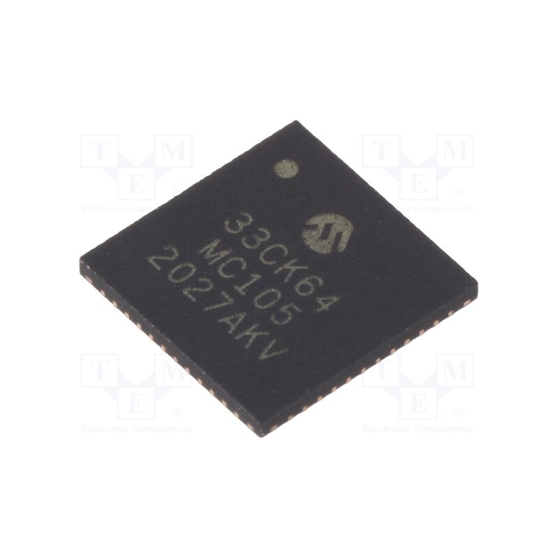 10 pcs : DSPIC33CK64MC105-I/M4 - IC: dsPIC microcontroller, 64kB, 8kBSRAM, UQFN48, DSPIC, 0.4mm