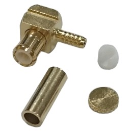 1 pcs - RS PRO, Plug Cable Mount MCX Connector, 50Ω, Crimp Termination, Right Angle Body