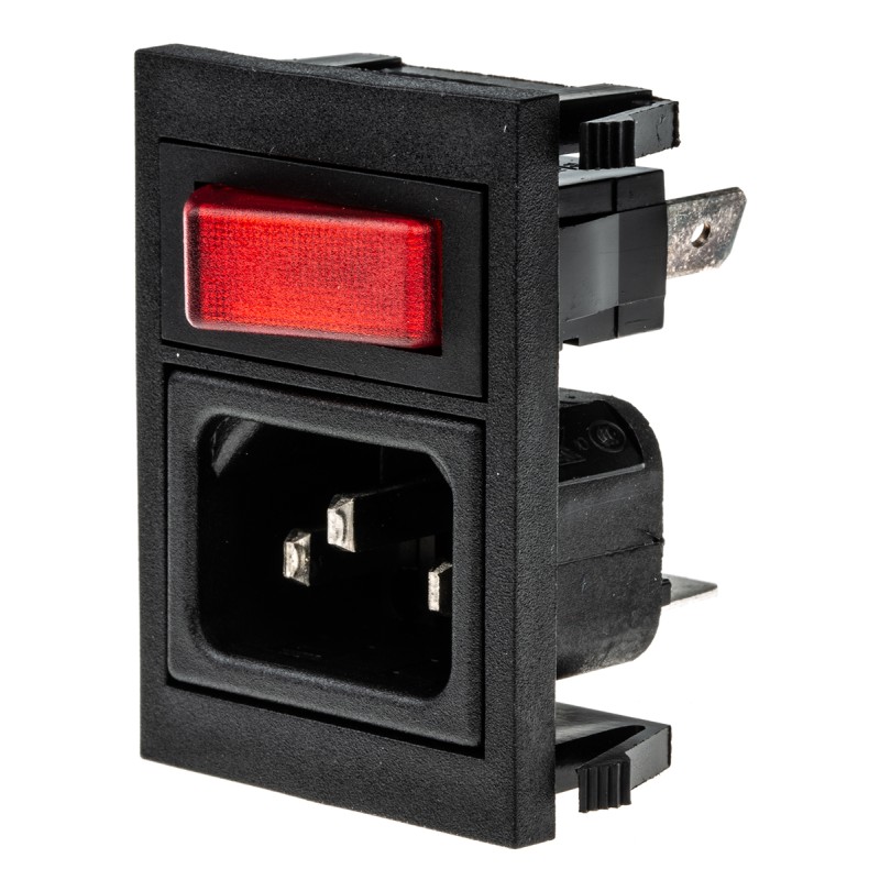 1 pcs - Bulgin C14 Snap-In IEC Connector Male, 10A, 250 V