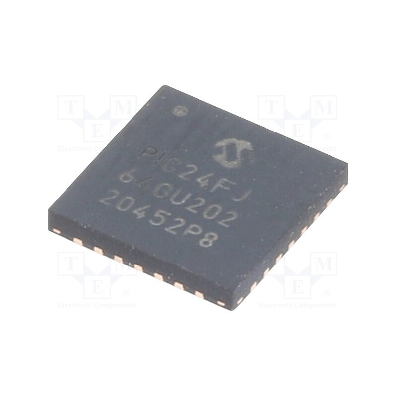 10 pcs : PIC24FJ64GU202-I/ML - IC: PIC microcontroller, 64kB, 2÷3.6VDC, SMD, QFN28, PIC24, 8kBSRAM