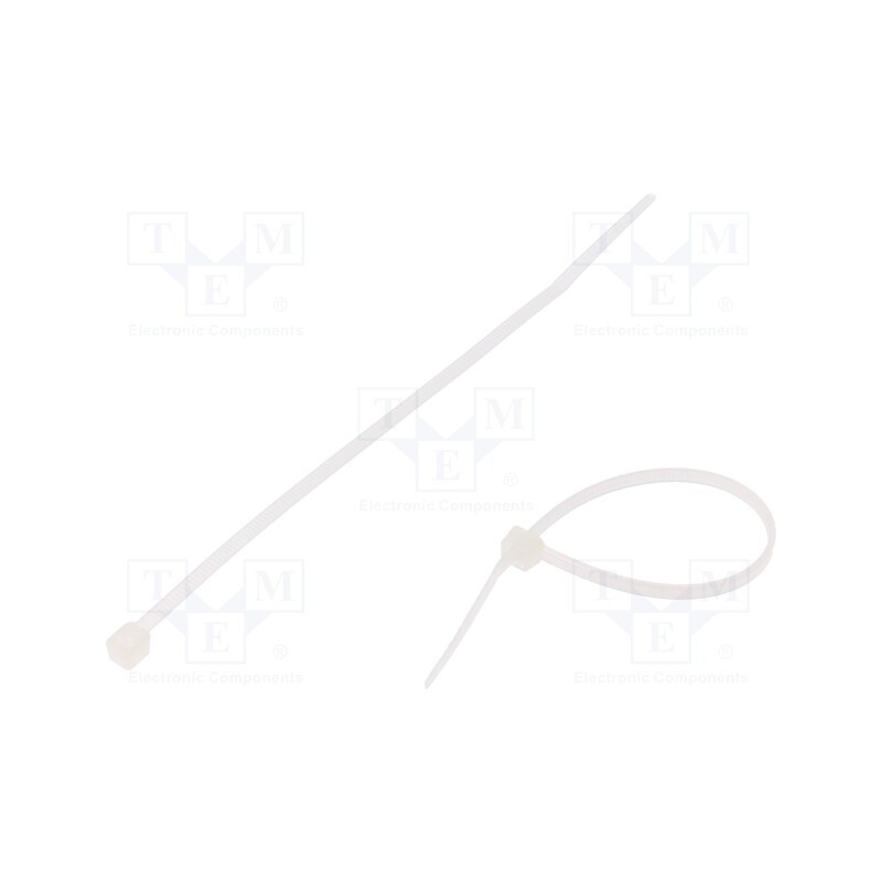 200 pcs : 18048352 - Cable tie, L: 120mm, W: 2.5mm, polyamide, 80N, natural, Ømax: 28mm