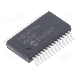 10 pcs : PIC24FJ64GU202-I/SS - IC: PIC microcontroller, 64kB, 2÷3.6VDC, SMD, SSOP28, PIC24