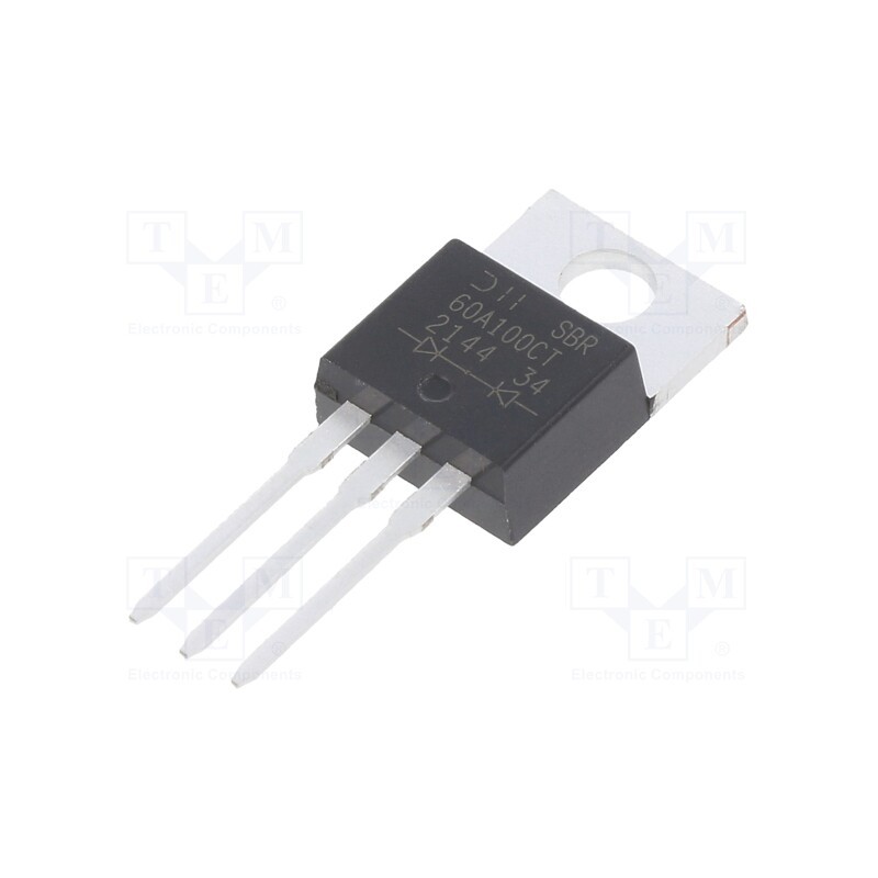 10 pcs : SBR60A100CT - Diode: Schottky rectifying, SBR®, THT, 100V, 30Ax2, TO220AB,