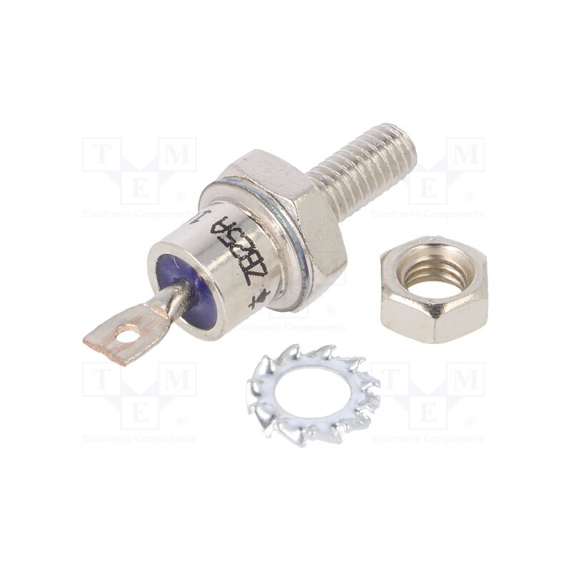 10 pcs : ZB25A 1600V - Diode: rectifying, 1.6kV, 1.3V, 25A, anode to stud, DO5, M5,