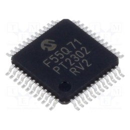 10 pcs : PIC18F55Q71-I/PT - IC: PIC microcontroller, 32kB, 64MHz, 1.8÷5.5VDC, SMD, TQFP48